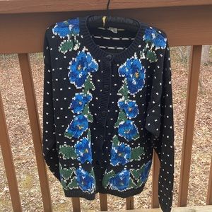 Sellecca black floral cardigan